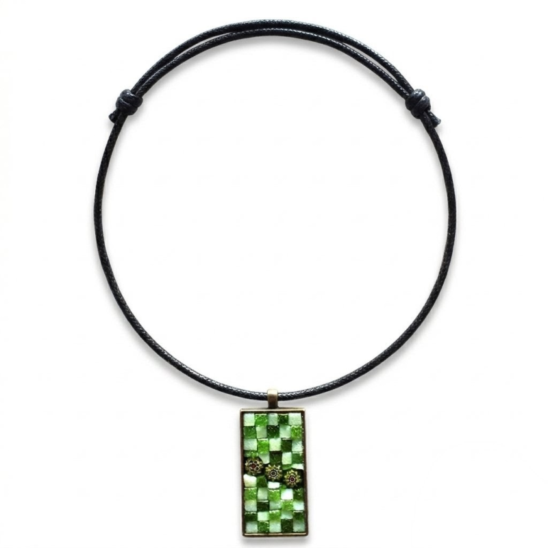 Дамско колие мозайка Green Millefiori